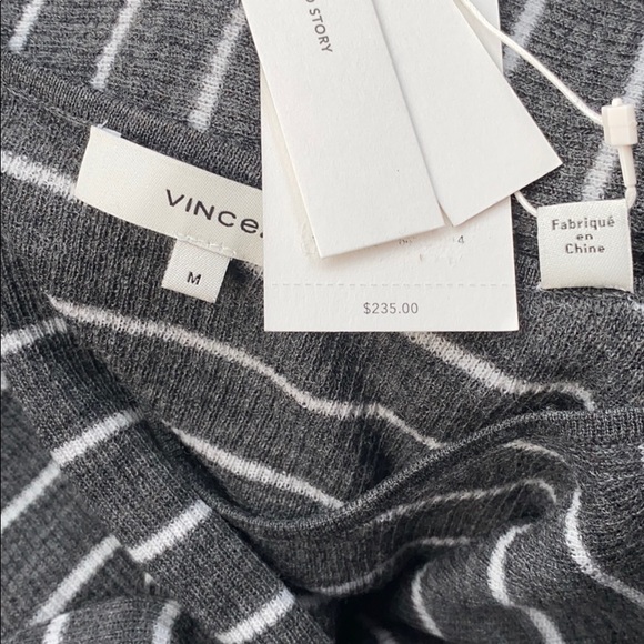 NWT Vince Long-Sleeve Stripe Ribbed Crewneck Top-M - Picture 5 of 7